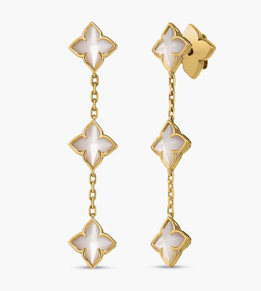 [7773883AYERM] 18Kt Yellow Gold Venetian Princess Mother Of Pearl Dangle Earrings