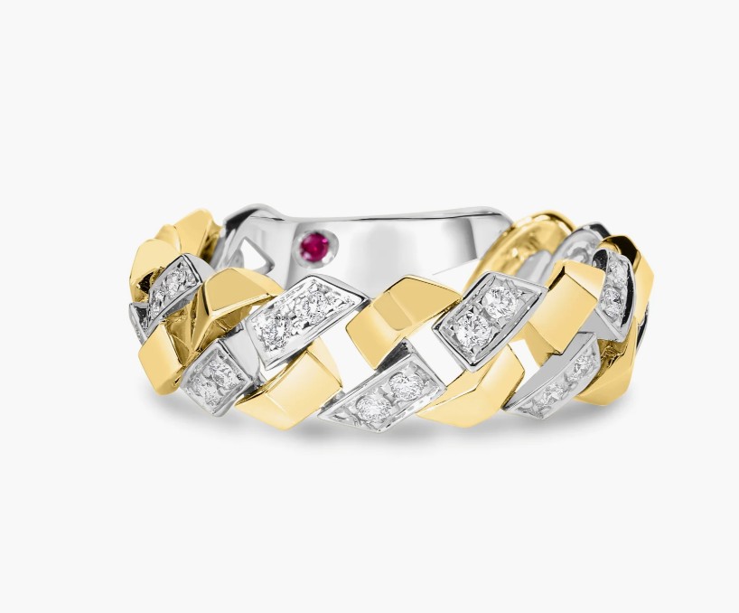 [8883946AJ65X] 18Kt Two Toned San Marco Diamond Ring 0.23cttw