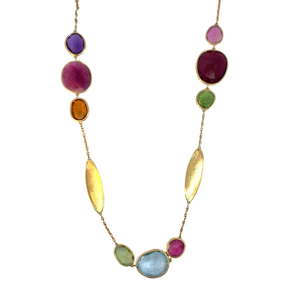 [CB2951 MIX01A Y 02] 18Kt Yellow Gold Unico Mixed Gemstone Necklace 36"