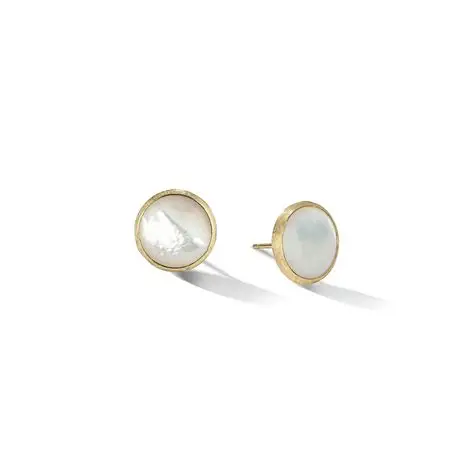 [OB1739_MPW_Y_02] 18Kt Yellow Gold Mother Of Pearl Jaipur Studs