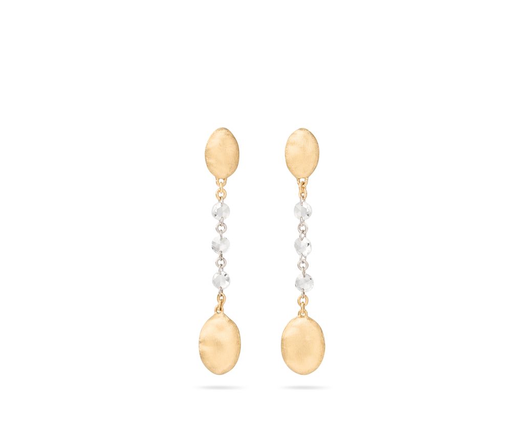 [OB1902_B_Y_02] 18Kt Yellow Gold Siviglia Drop Earrings With (6) Rosecut Diamonds Weighing 0.28cttw