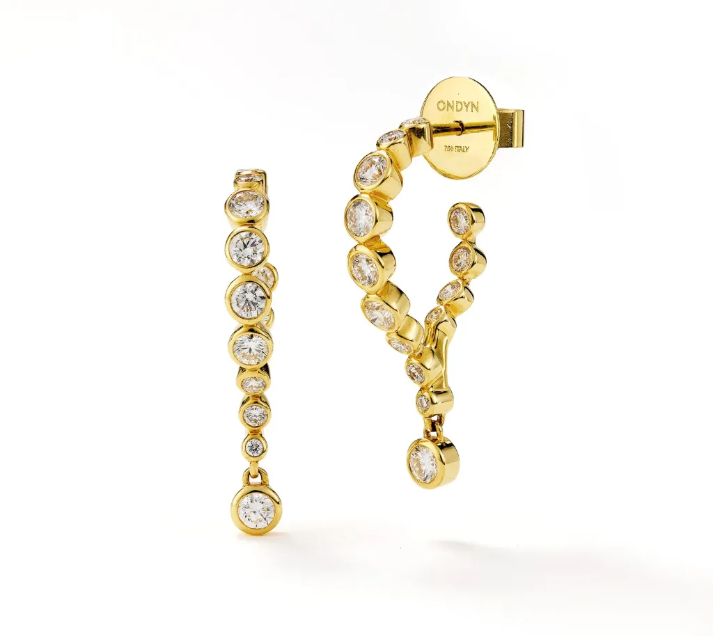 [EG8DI1063] 18Kt Yellow Gold Isola Single Drop Diamond Earrings 1.37cttw