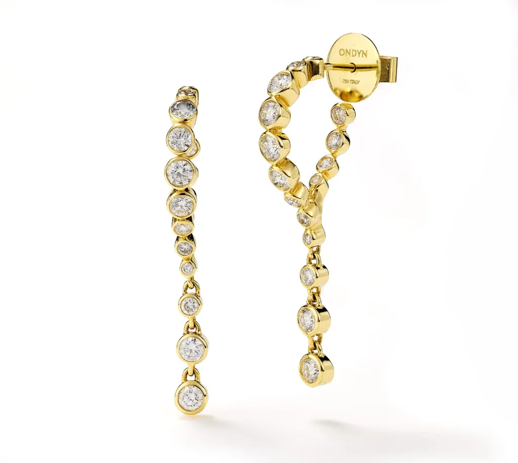 [EG8DI1064] 18Kt Yellow Gold Vetra Triple Drop Diamond Earrings 1.66cttw