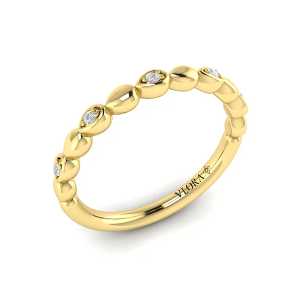 [VW51075-YG] 14Kt Yellow Gold Pear Illusion Band With (5) Round Diamonds Weighing 0.04cttw