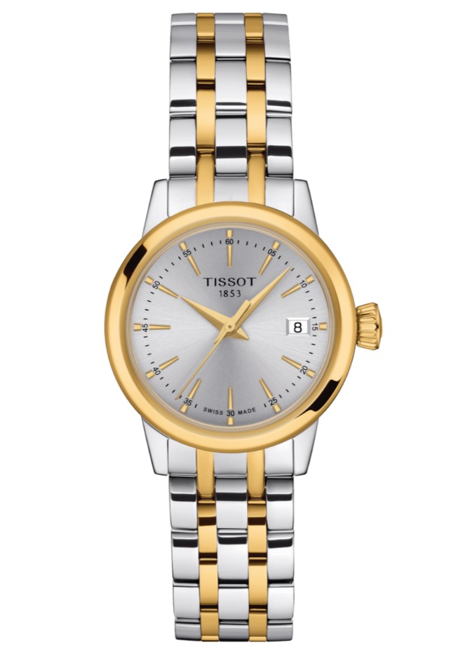 [T129.210.22.031.00] 28mm Dream Lady Quarts Movement Watch With A Silver Dial And Stainless Steel Two Toned Strap