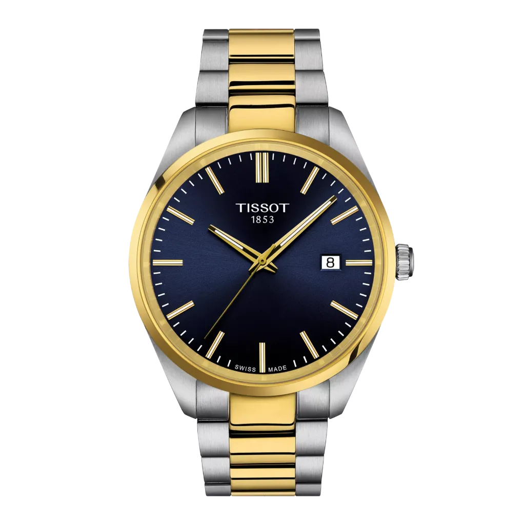 [T150.410.22.041.00] 40mm PR100 Blue Dial Quarts Watch With A Two Toned Stainless Steel Band