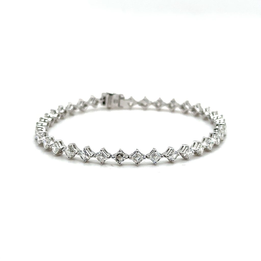 [BR-AS0.15-18W-3] 18Kt White Gold Tennis Bracelet With (36) Asscher Cut Diamonds Weighing 5.22cttw