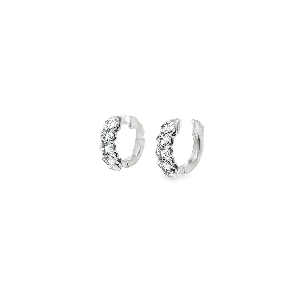 [E-OV15-18KW] 18Kt White Gold Huggie Hoops With (10) Oval Diamonds Weighing 1.67cttw