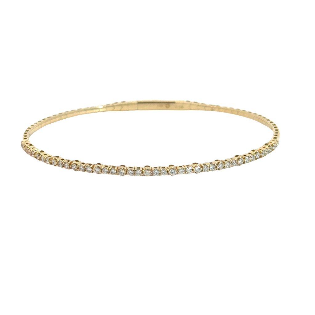 [BDD4506H-323] 14Kt Yellow Gold Flexi Bangle With (41) Round Diamonds Weighing 0.58cttw
