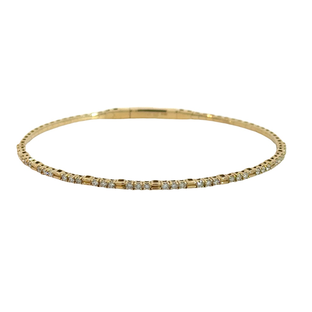 [BDD7185-310] 14Kt Yellow Gold Flexi Bangle With (36) Round Diamonds Weighing 0.48cttw