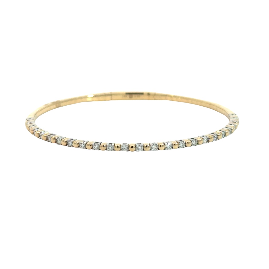 [BDD4692-303] 14Kt Two Toned Flexi Bangle With (25) Round Diamonds Weighing 0.25cttw