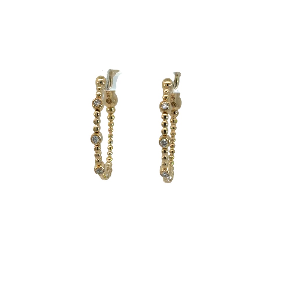 [EDD7236A-307] 14Kt Yellow Gold Hoops With (6) Round Diamonds Weighing 0.11cttw