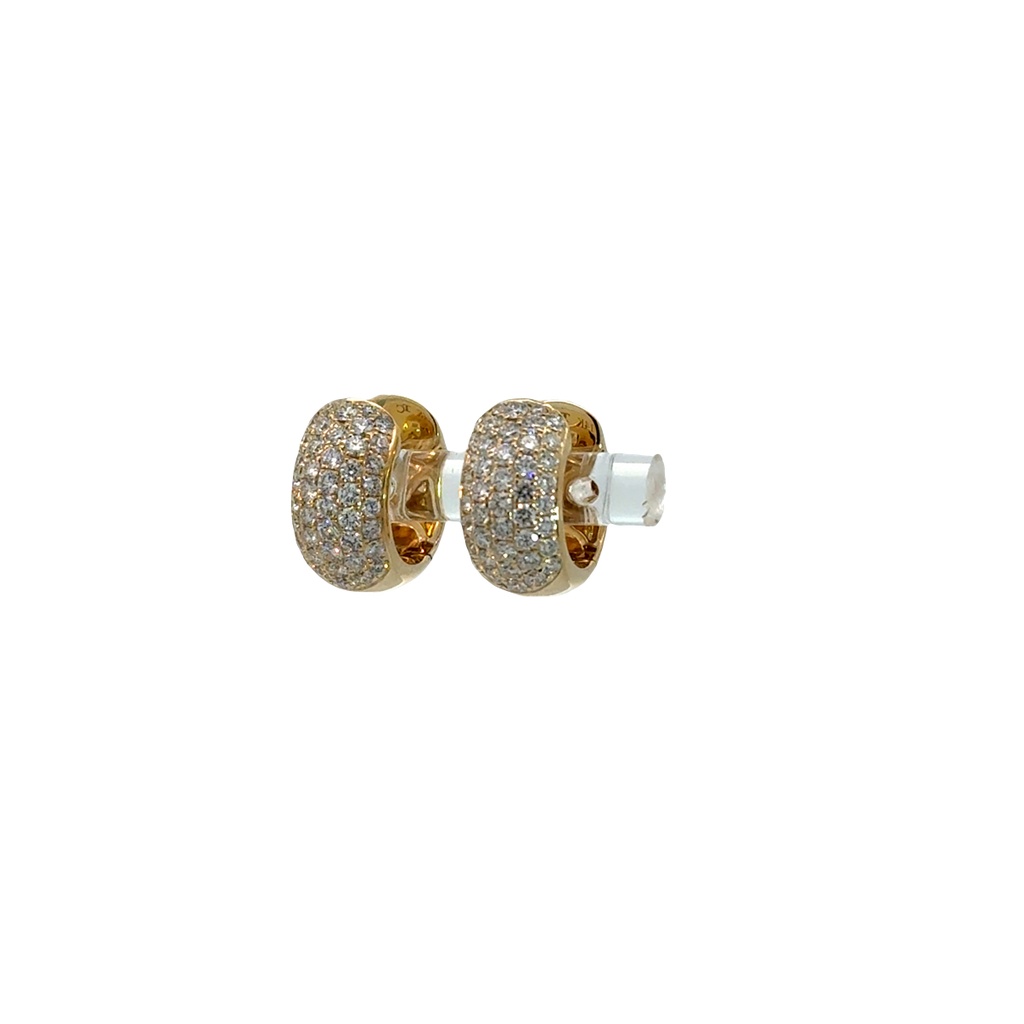 [E8496E (N6673)] 14Kt Yellow Gold Pave Huggie Hoops 1.21cttw