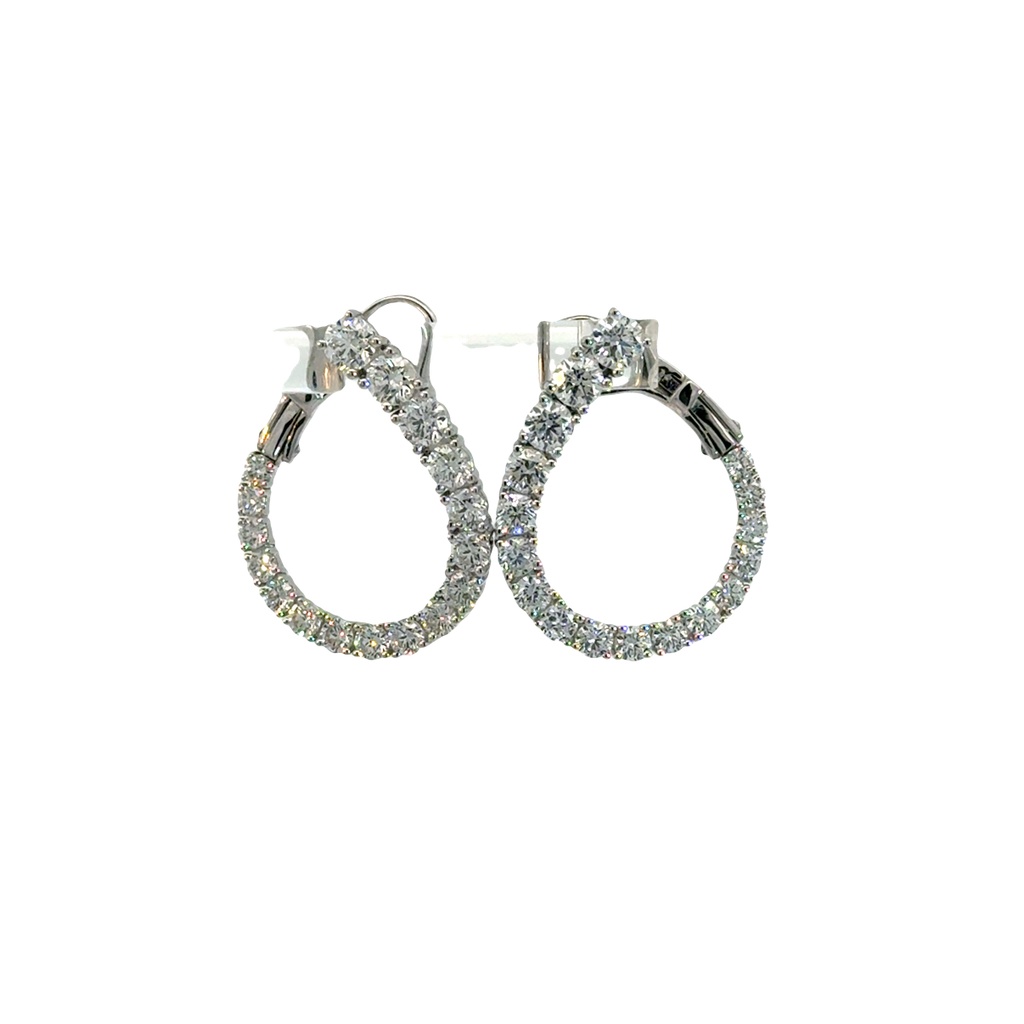 [E9884P (N6050)] 14Kt White Gold Swoop Earrings With (34) Round Diamonds Weighing 3.26cttw