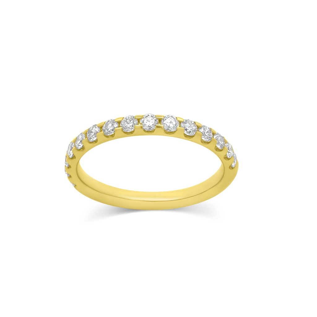 18Kt Yellow Gold Band With (15) Round Diamonds Weighing 0.50cttw