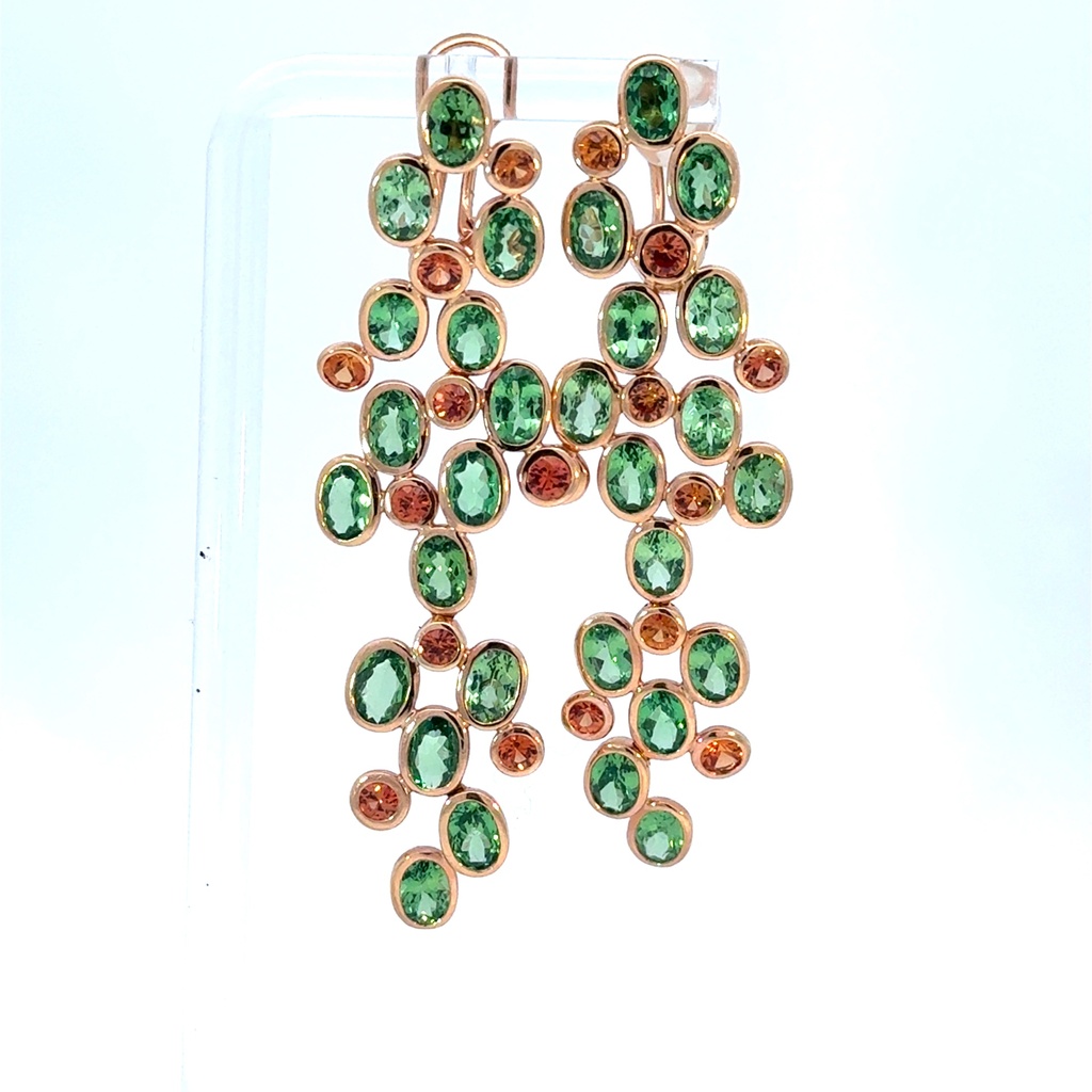 18Kt Yellow Gold Earrings with Tsavorites Weighing 14.37ct And Citrines Weighing 3.40ct