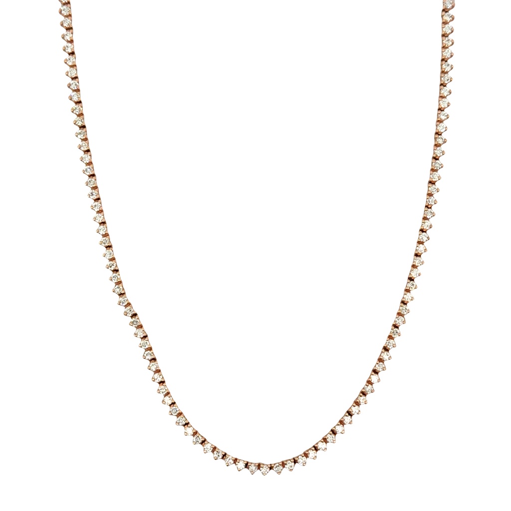 [N1-400-R (NE105)] 14Kt Rose Gold Line Necklace With (182) Round Diamonds Weighing 4.20cttw