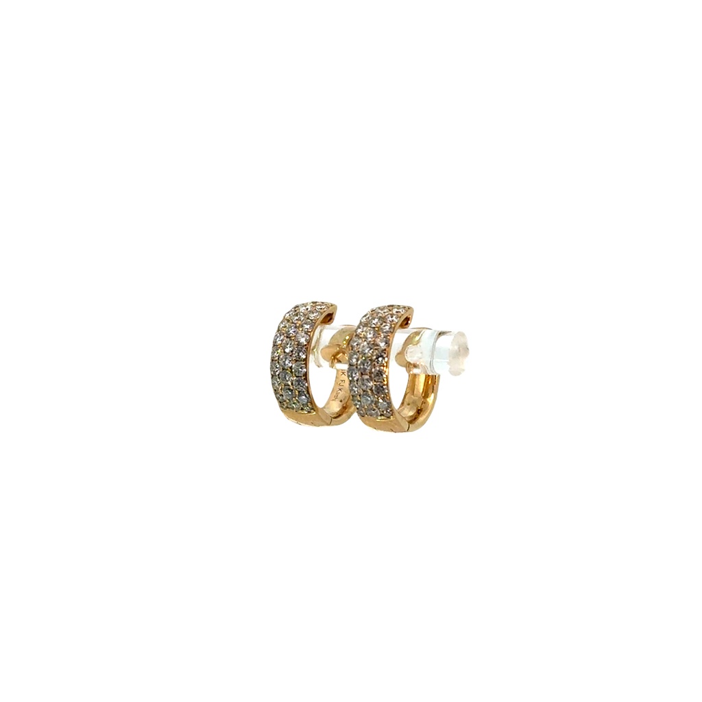 14Kt Yellow Gold Three Row Hoops With (58) Round Diamonds Weighing 1.06cttw