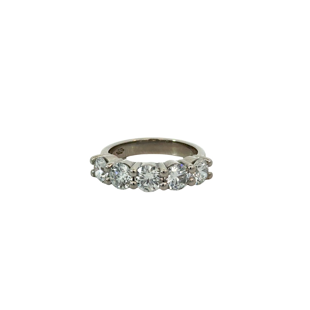 [S15625] Platinum Five Stone Diamond Band 2.50cttw