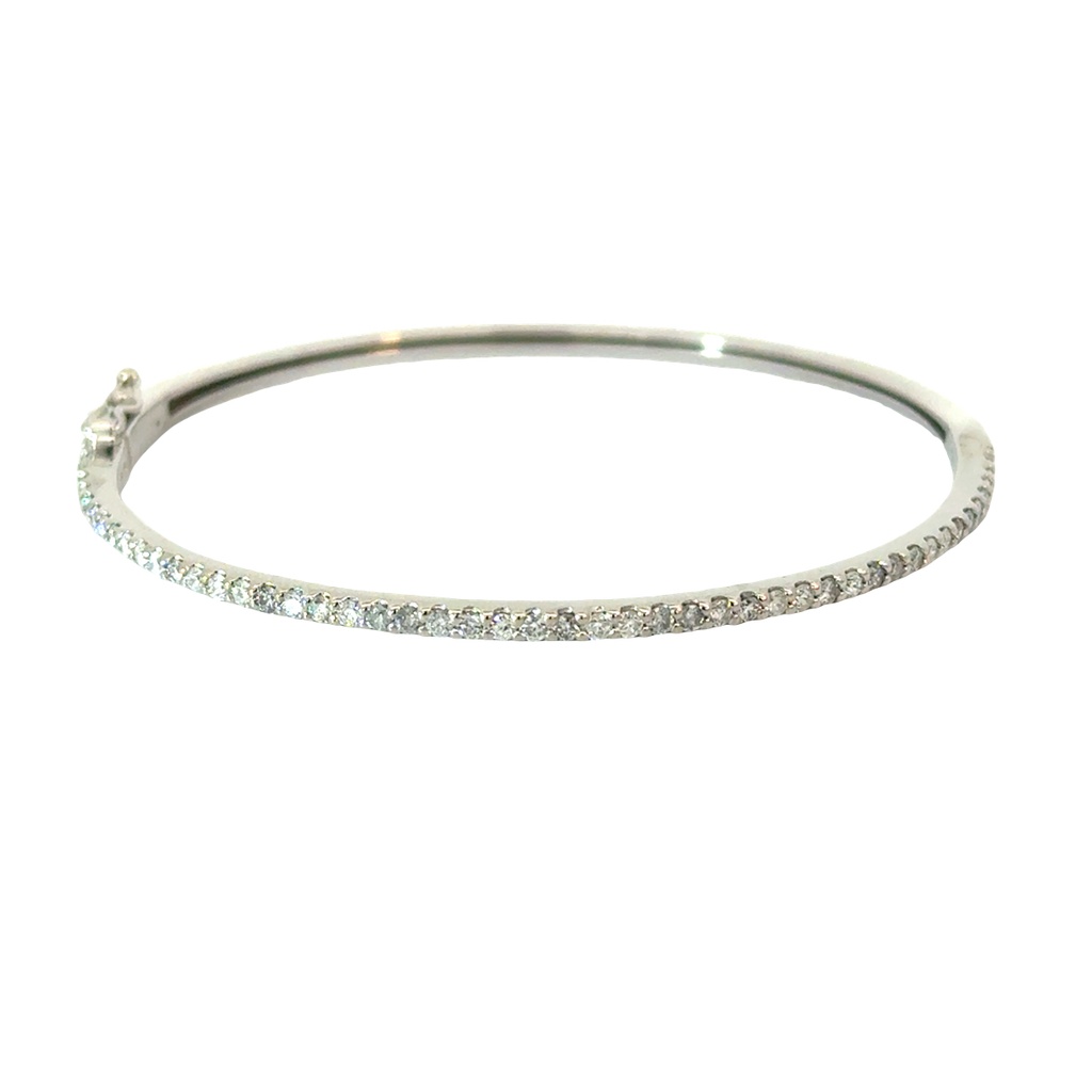 [BB163-100-48-W (BB112)] 14Kt White Gold Bangle With (48) Round Diamonds Weighing 1.00cttw