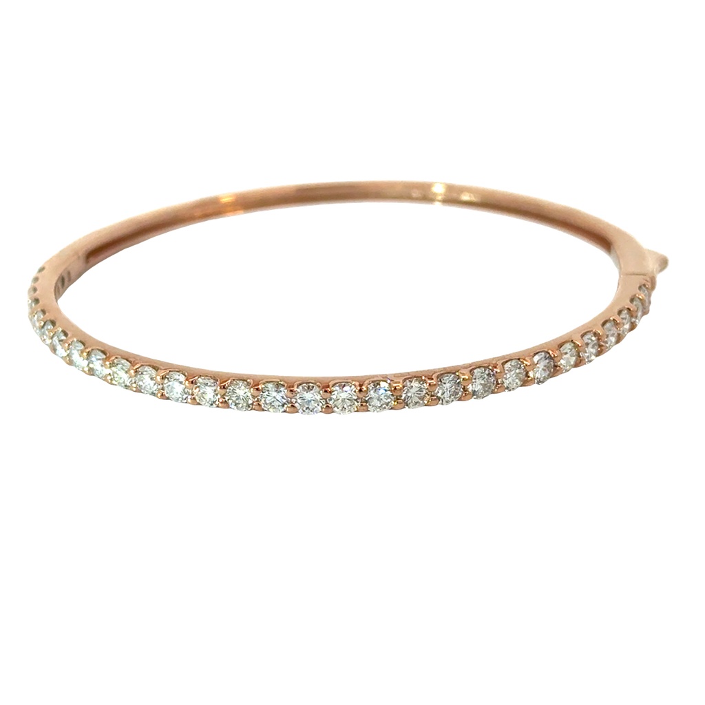 [BB163-300-29-R (BB100)] 14Kt Rose Gold Bangle With (29) Round Diamonds Weighing 3.07cttw