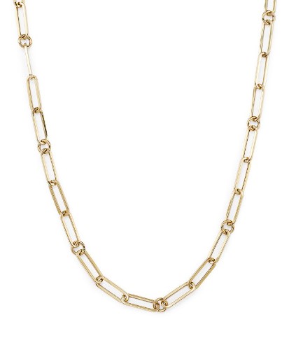 18Kt Yellow Gold Paperclip And Round Link Chain 19"