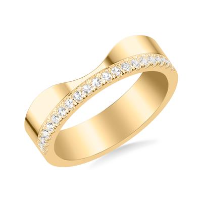 14Kt Yellow Gold Curved Edge Diamond Band 0.19cttw