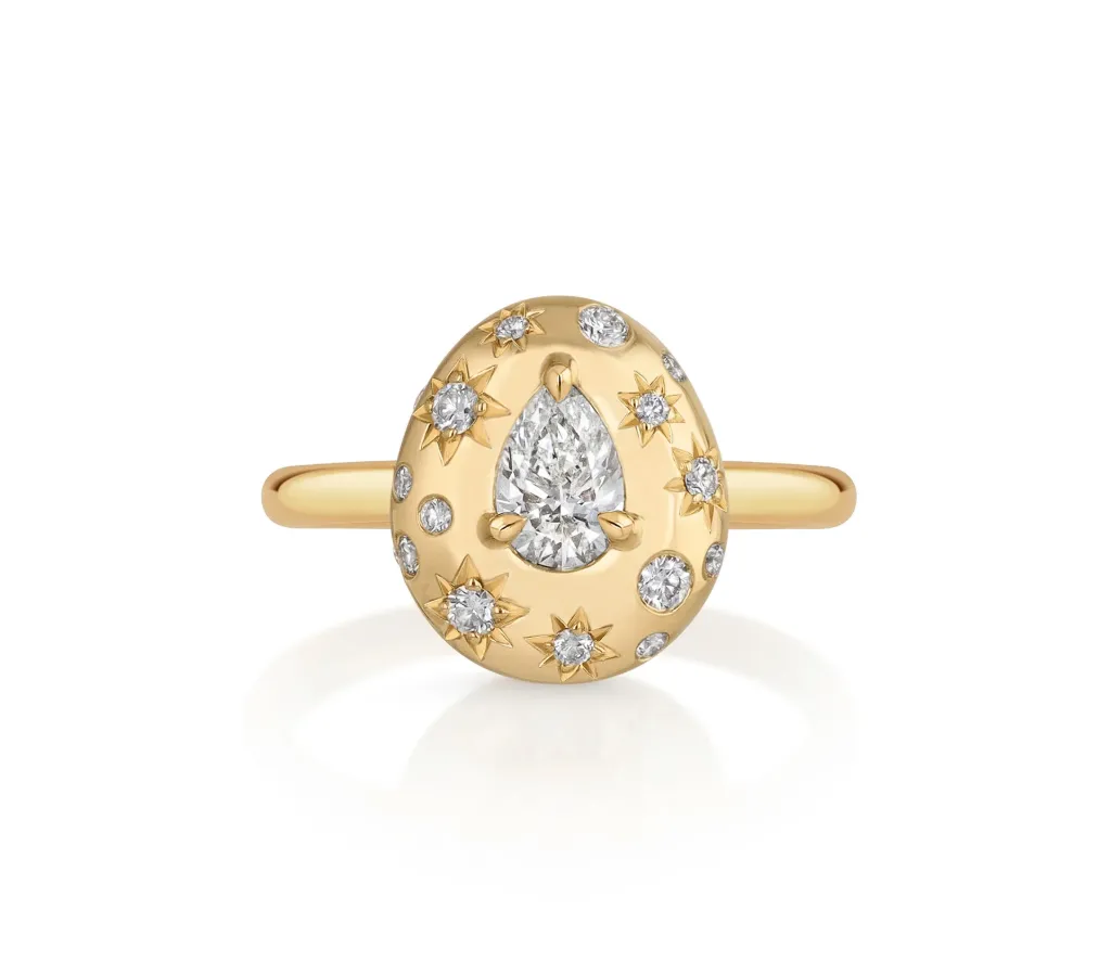 [R1201DY] 18Kt Yellow Gold Diamond Celine Ring 0.73cttw