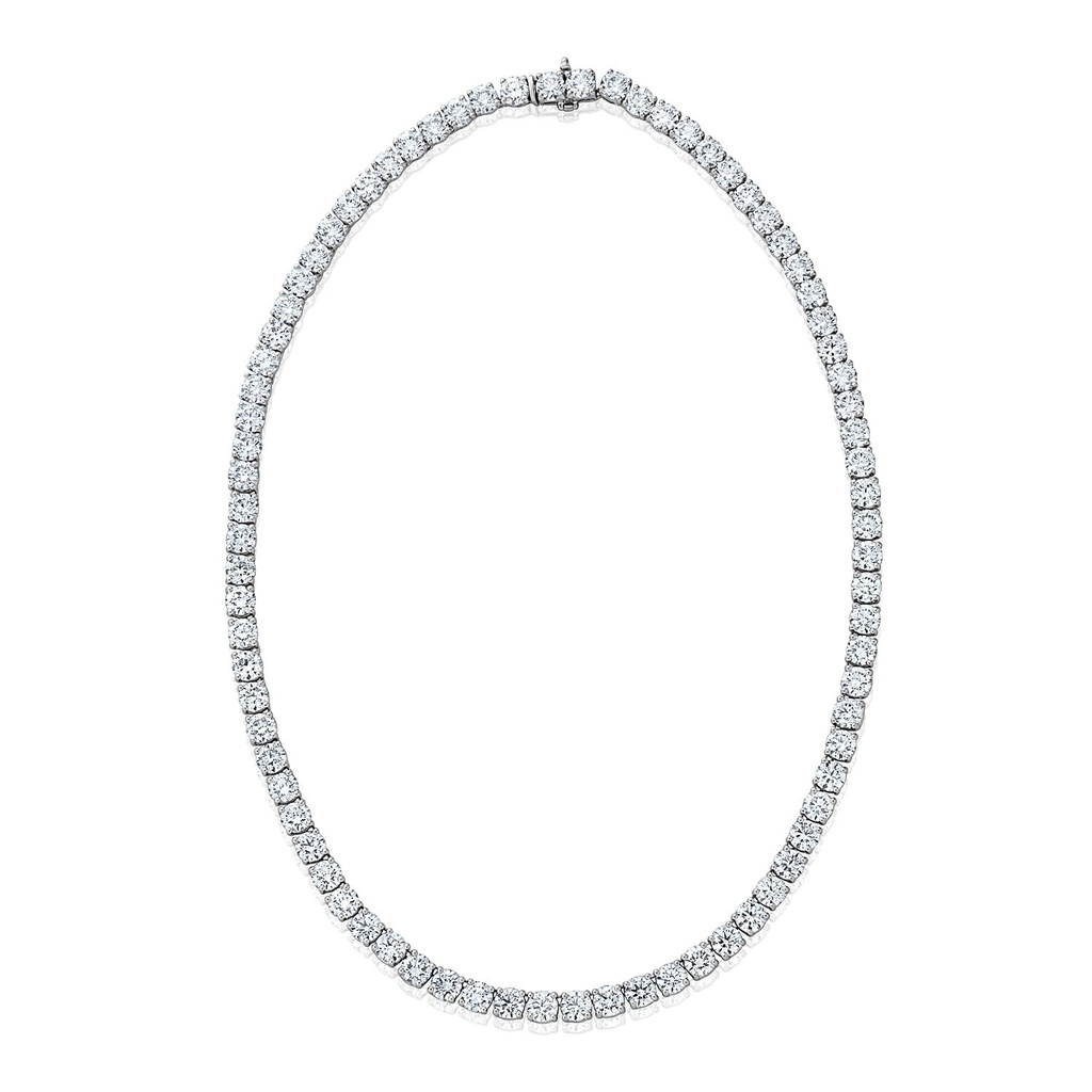 [N76328.1] Platinum Straight Line Riviera Diamond Necklace 39.87cttw