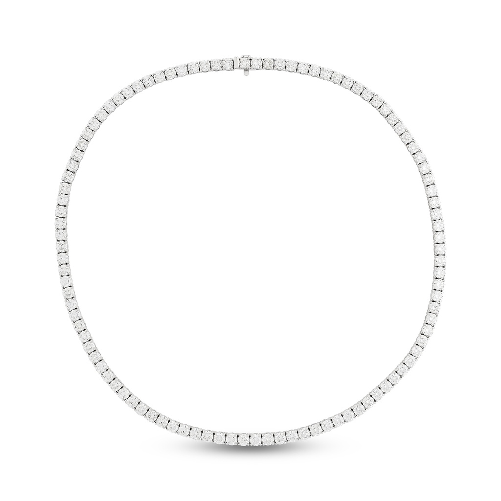 14Kt White Gold Straight Line Riviera Diamond Necklace 32.12cttw