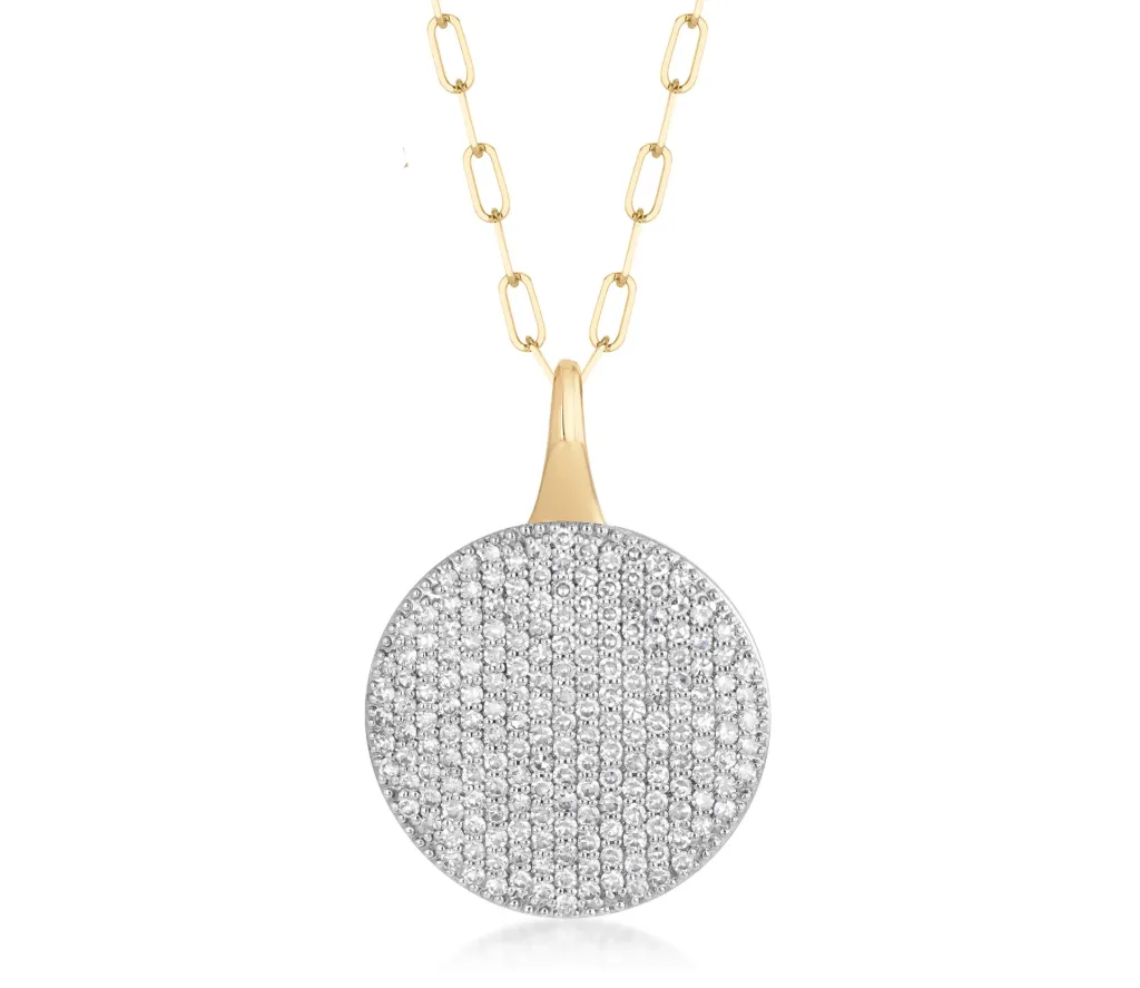14Kt Yellow Gold Large Infinity Necklace With (191) Round Diamonds Weighing 0.98cttw