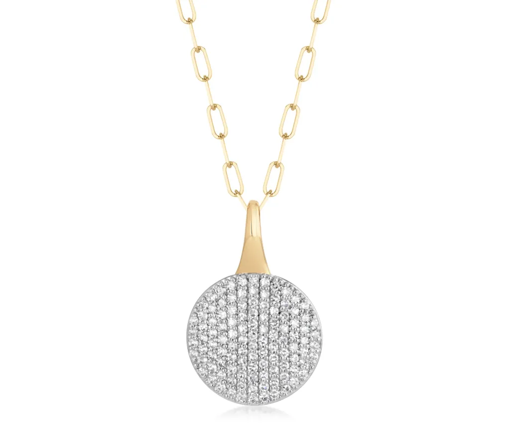 14Kt Yellow Gold Medium Infinity Necklace With (110) Round Diamonds Weighing 0.56cttw