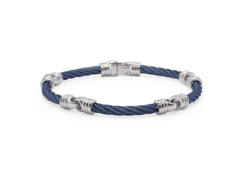 Stainless Steel Blueberry Nautical Cable Men's Soft Link Bracelet Sz7.5