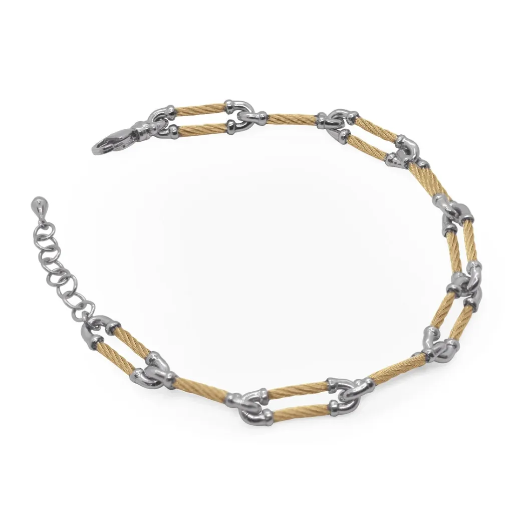 Stainless Steel Yellow Nautical Cable Chain Link Bracelet 6.5"