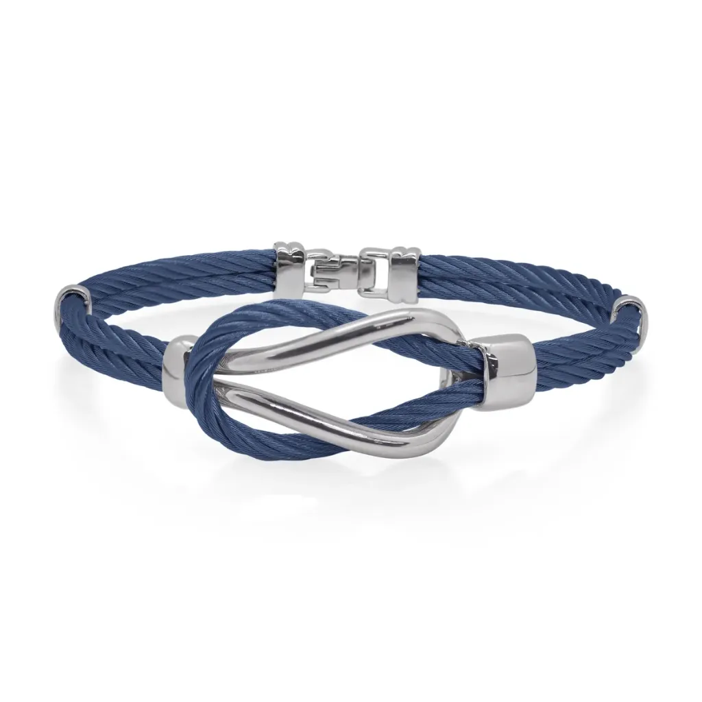Stainless Steel Blueberry Nautical Cable Knotted Men's Bracelet Sz8