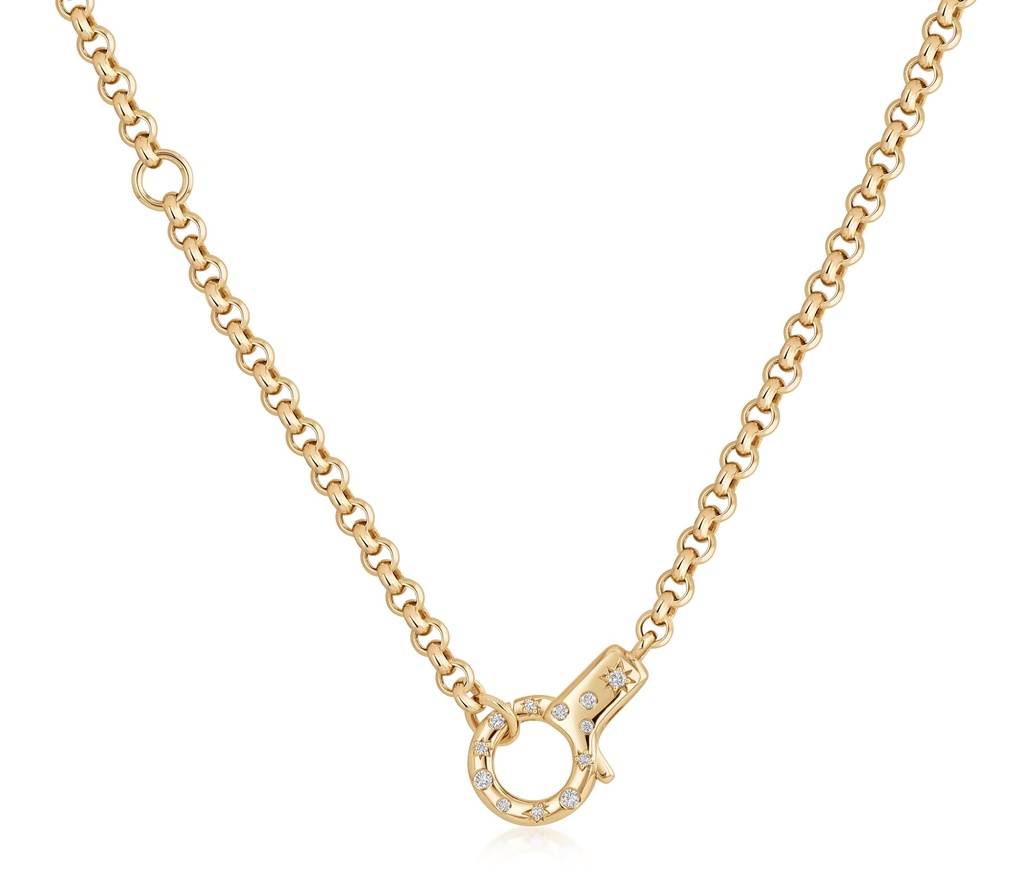18Kt Yellow Gold Celeste Connector Necklace With (48) Round Diamonds Weighing 0.19cttw