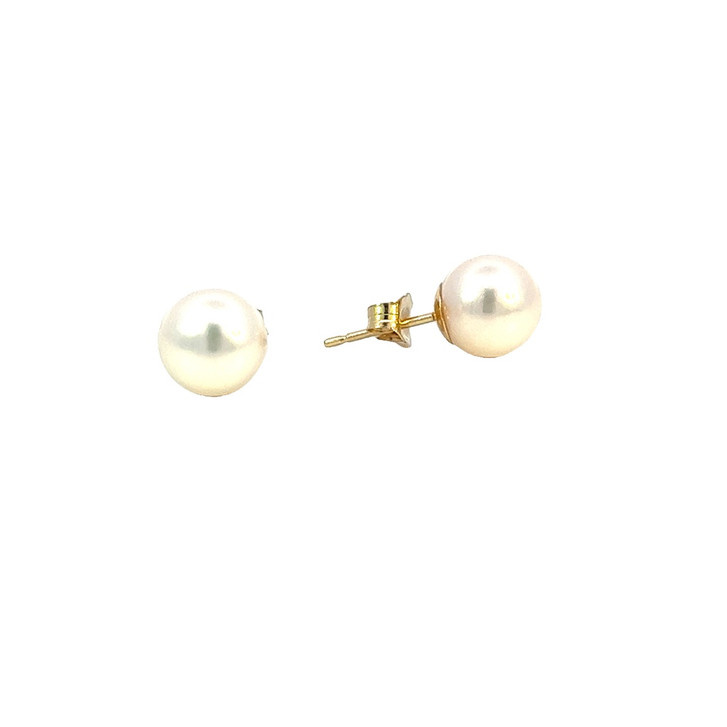 14Kt Yellow Gold 8.5mm Cultured Pearl Stud Earrings