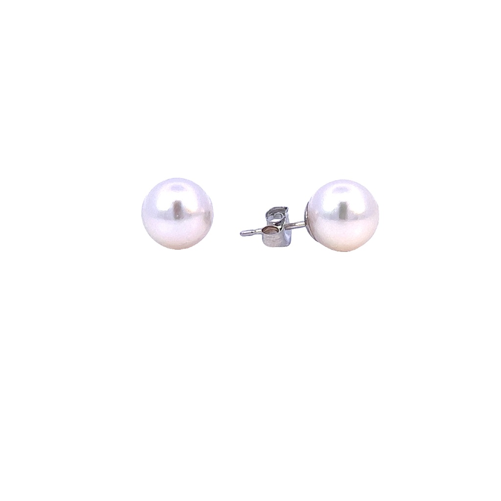 14Kt White Gold 9mm Cultured Pearl Stud Earrings