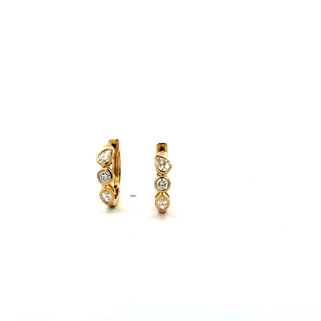 14Kt Yellow Gold Mixed Shape Diamond Huggies 0.41cttw