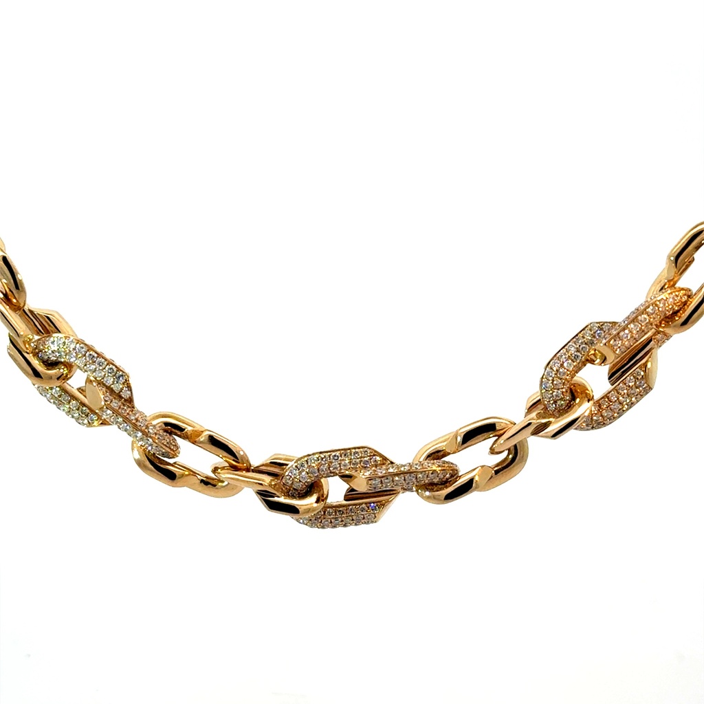 14Kt Yellow Gold Chunky Link Diamond Necklace 6.53cttw