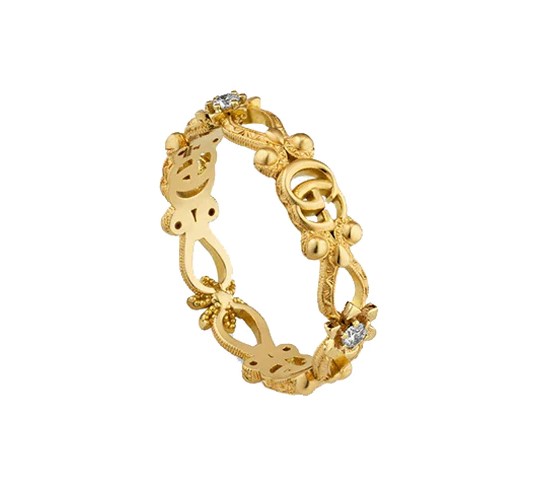 [YBC629827001012] Diamond Flora Ring 0.07cttw