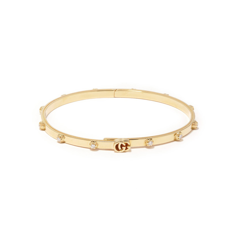 Yellow Gold GG Running Bracelet With Round Diamonds Weighing 0.36cttw
