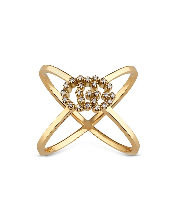 [YBC582548001015] Diamond Crossed Running G Ring 0.06cttw
