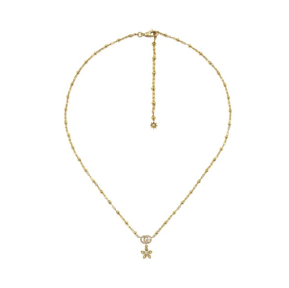 [YBB58184200200U] Diamond Floral Necklace 0.13cttw