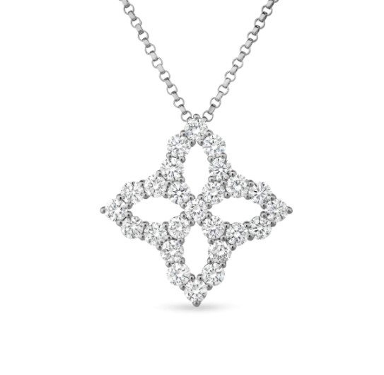 Diamond Princess Flower Necklace 1.23cttw