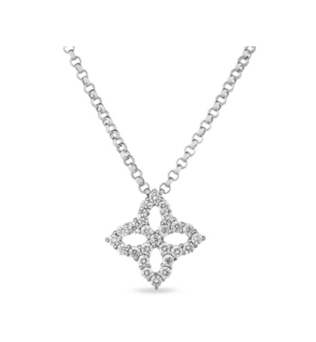 Diamond Princess Small Flower Necklace 0.16cttw