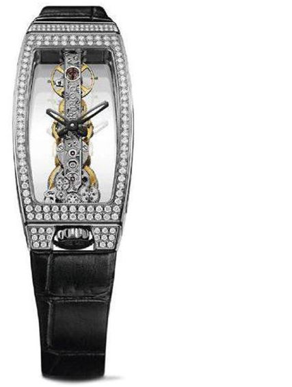 Diamond Golden Bridge Miss Tank Watch And Black Alligator Strap