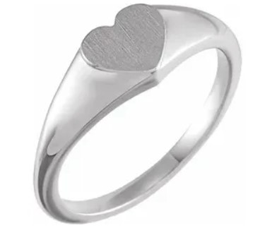 Brushed Heart Signet Ring