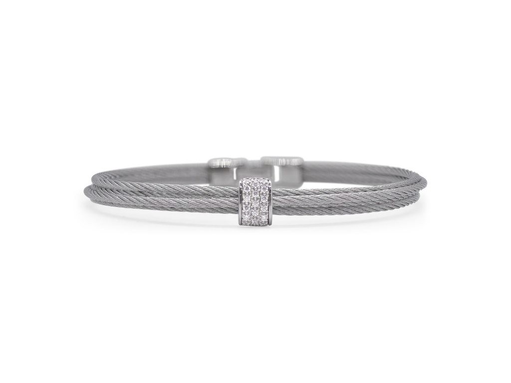 Diamond Grey Nautical Cable Crossed Bracelet 0.15cttw