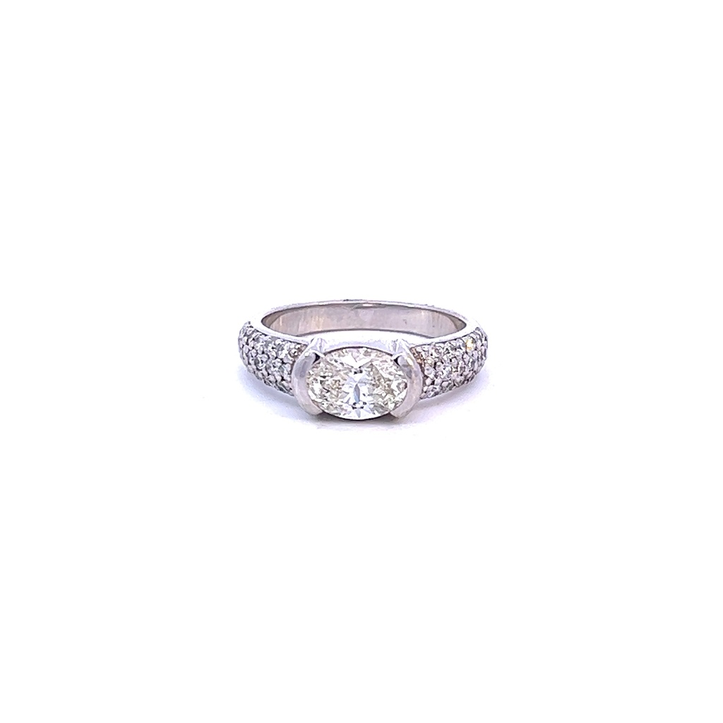 [80040209] Diamond Ring with Pavè Band 1.59ct